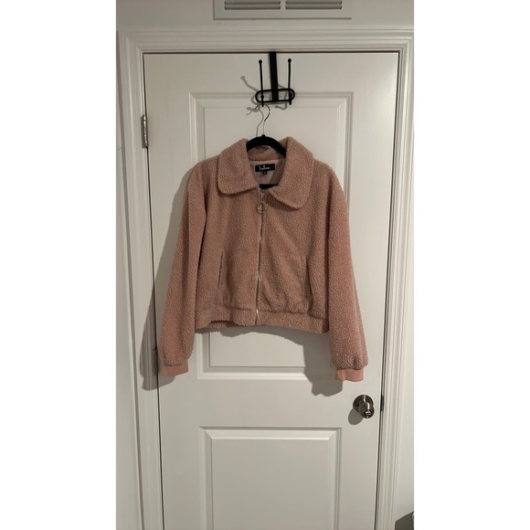 LULUs Willett Blush Pink Cropped Teddy Jacket size m - Picture 4 of 8